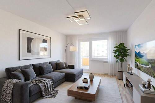 Wohnzimmer- (Einrichtung visualisiert) - 3 Zimmer Etagenwohnung zur Miete in Chemnitz