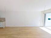 Ansicht II: Wohn- und Esszimmer mit offener Küche - 2 Zimmer Etagenwohnung in Stuttgart