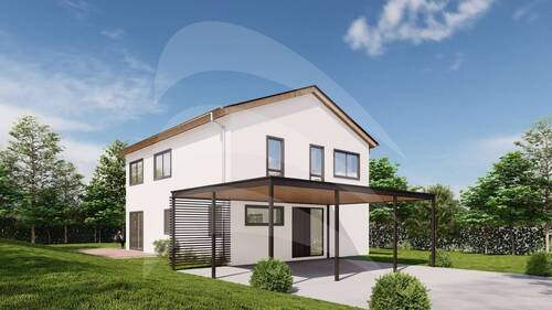 Frontansicht - KFW40 Neubau: Lichtdurchflutetes Einfamilienhaus mit hochwertiger Ausstattung