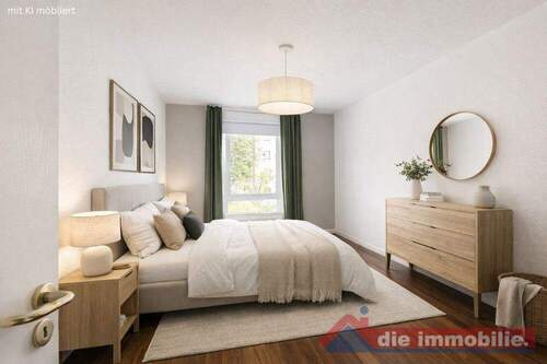 Schlafzimmer mit KI möbliert - 