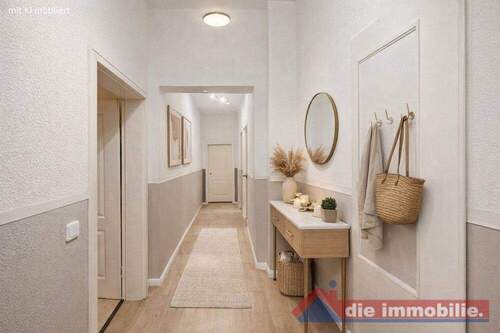 Flur_2 mit KI möbliert - 4 Zimmer Etagenwohnung zum Kaufen in Magdeburg / Werder