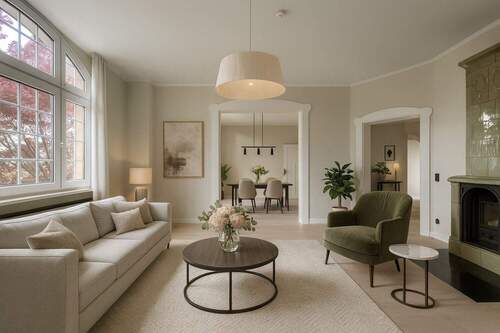 Wohnzimmer Erdgeschoss - virtuell möbliert - Einfamilienhaus mit 250,00 m&sup2; in Bramsche zum Kaufen