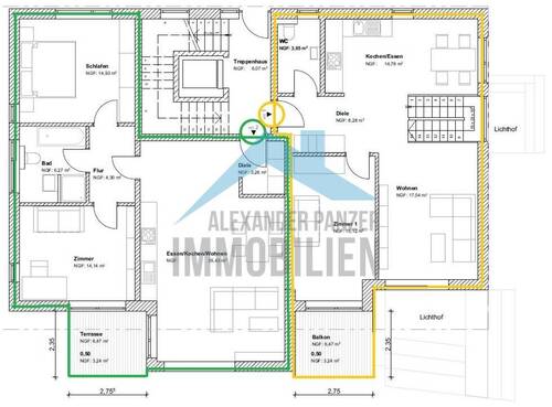 Erdgeschoss - gelb - Etagenwohnung mit 122,70 m² in Kassel / Harleshausen zum Kaufen