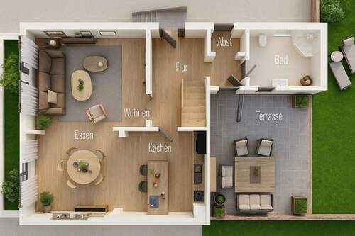 Visualisierung Erdgeschoss (Muster) - Doppelhaushälfte mit 140,00 m&sup2; in Gladbeck zum Kaufen