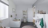 Modernes Tageslichtbad mit bodengleicher Dusche un - 