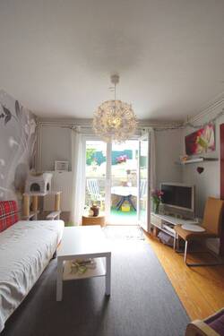 Wohnzimmer mit Zugang zum Garten - Einfamilienhaus mit 97,20 m² in Burg zum Kaufen