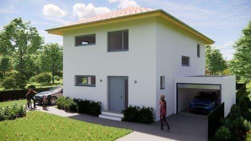 Straßenseite - Neubau eines EFH in ruhiger Lage mit sonniger S-W-Ausrichtung