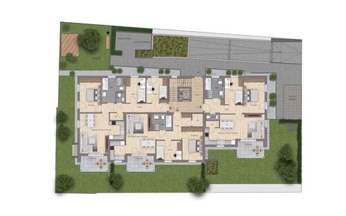 Außenanlagenplan mit den zugeordneten Gärten - Etagenwohnung mit 96,10 m² in Roth zum Kaufen