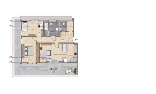 Großzügige Wohnung mit wunderschöner Dachterrasse - 
