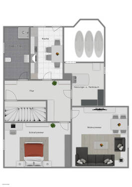 Einliegerwohnung im Untergeschoss - 