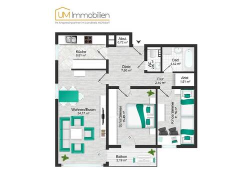 GrundR 3 Zi Erdgeschoss - 3 Zimmer Etagenwohnung zum Kaufen in Grassau