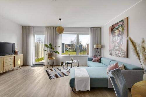 Wohnzimmer - Doppelhaushälfte mit 118,00 m² in Naunhof zum Kaufen