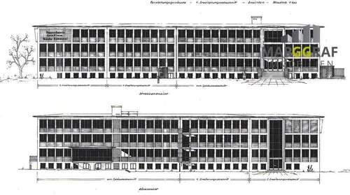 Gebäudezeichnung Vorder und Rückseite - 