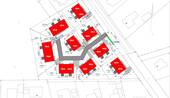 Gebäudekörper eingezeichnet - Grundstück für Doppelhäuser (18 DHH2380 m² Wfl.) - Huntlosen-Großenkneten - Oldenburg 10 Min. Fahrt