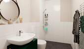 Badezimmer mit bodengleicher Dusche - Etagenwohnung mit 46,50 m² in Berlin zum Kaufen