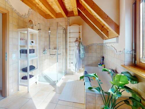 Badezimmer mit Dusche und Badewanne - 