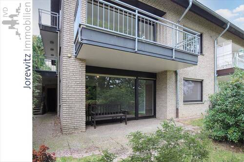 001 - Terrassenansicht - Musikerviertel: Gemütliche 2 Zimmer-Wohnung mit Terrasse in Top-Lage von Bielefeld