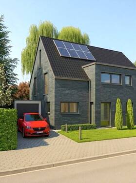 Straßenansicht - Neubauprojekt 'Roßmühle' - Doppelhaushälften in Hamminkeln