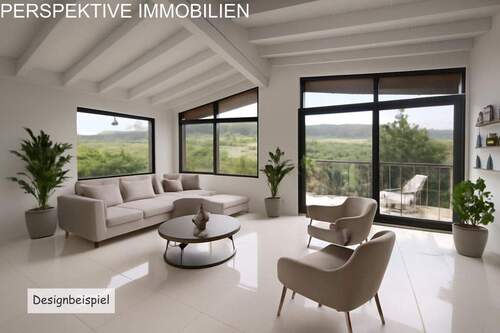 Wohnzimmer - Designbeispiel - Solides Architektenhaus mit 2 Wohnungen und Blick über Bad König