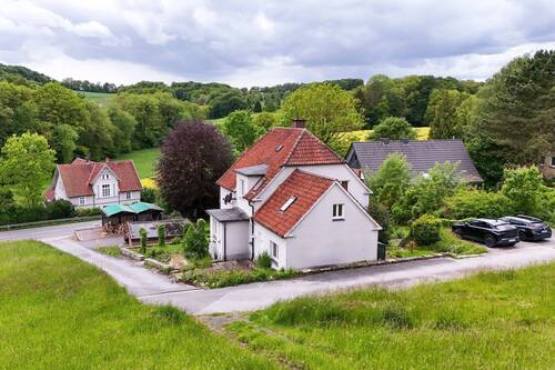 Drohne Haus von hinten - 6 Zimmer Einfamilienhaus zum Kaufen in Werther