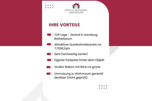 Ihre Vorteile! - 4 Zimmer Büro zum Kaufen in Hamburg / Rotherbaum