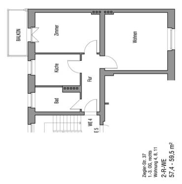 37 1-3.OG rechts.jpg - 2 Zimmer Etagenwohnung in Brandenburg an der Havel