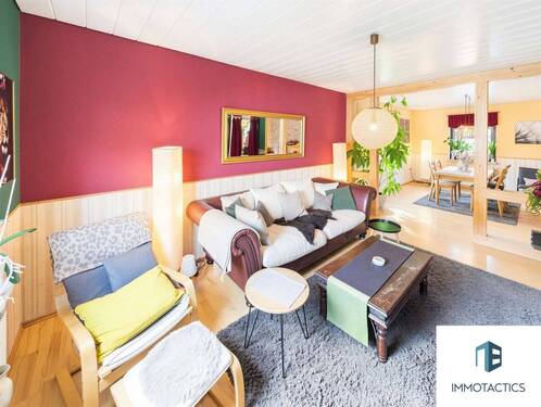 Wohnzimmer mit Blick zum Esszimmer OG - 4 Zimmer Etagenwohnung in Bad Kreuznach