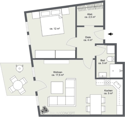 Wohnung Grundfläche Zeichnung - 2 Zimmer Etagenwohnung in Reutlingen