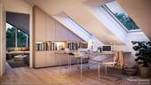 Wohn- u. Einrichtungsbeispiel - 4-Zi-Dachgeschoss-Whg. mit 2 Tageslichtbädern, davon 1 en suite u. großzügiger Loggia