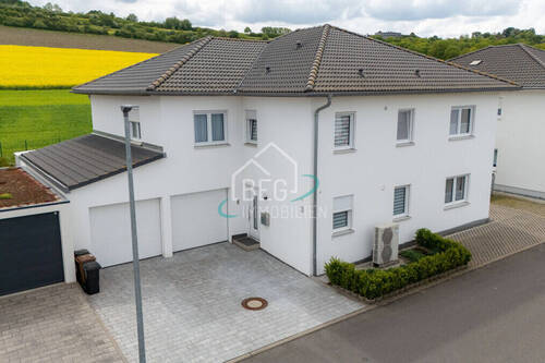 Außenansicht - Modernes Zweifamilienhaus mit gepflegtem Außenbereich und Doppelgarage
