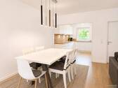 Esszimmer und Blick zur Küche - 5 Zimmer Reihenmittelhaus in Dietzenbach