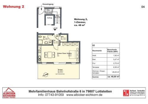 Bild 2 - 1 Zimmer Etagenwohnung in Lottstetten