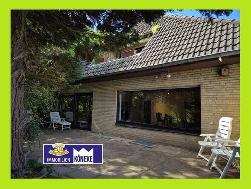 Terrassenseite - Verden-Walle - Bungalow mit Garage, Vollkeller, auf 944 m² großen Waldgrundstück