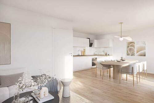 Wohnzimmer mit EBK - 4 Zimmer Etagenwohnung zur Miete in Erlangen