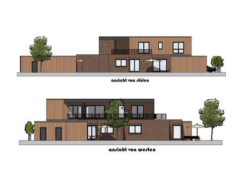 Ansichten - Süden und Westen - 3 Zimmer Etagenwohnung zur Miete in Westerstede