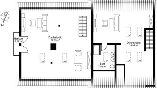 Dachgeschoss mit 102,55 qm Wohnfläche / Ost-Balkon mit 2,29qm zu 1/2 in WFL eingerechnet - 
