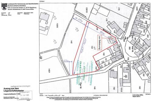 Katasterplan - sofort bebaubares Baugrundstück mit Genehmigung in Zahna