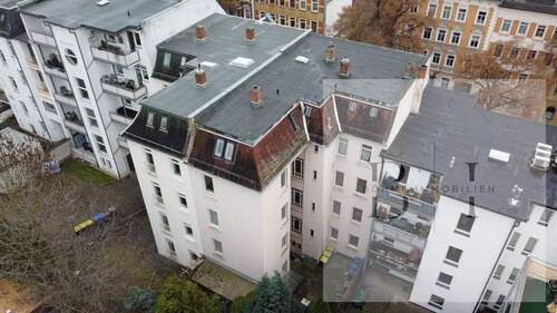 Drohnenansicht - Mehrfamilienhaus im Geraer Ostviertel - laufende Mieteinnahmen & Entwicklungspotenzial