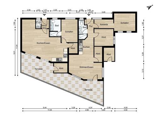 links die beschriebene Wohnung - 