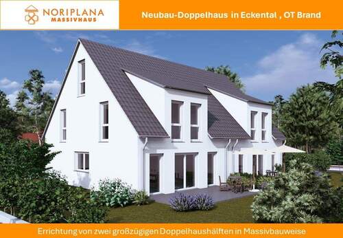 DHH Eckental Perspektive.JPG - Neubau Doppelhaushälfte in Eckental - im Bau -