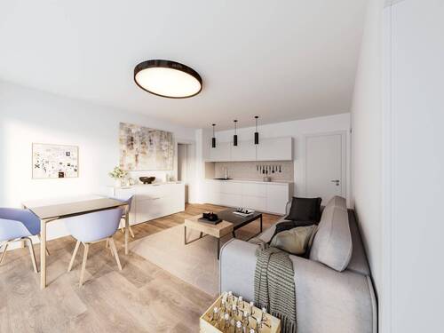 Visualisierung Wohnzimmer - Etagenwohnung mit 77,20 m² in Berlin zum Kaufen
