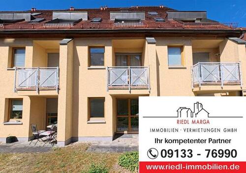 Blick zur Terrasse - Schöne 1-Zimmer-EG-Wohnung mit kleiner Terrasse in Baiersdorf