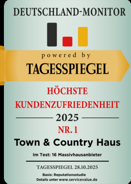 Siegel_Tagesspiegel_Höchste Kundenzufriedenheit_2025_Town & Country Haus - Einfamilienhaus mit 166,00 m&sup2; in Kalletal zum Kaufen
