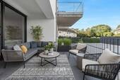 Terrasse - Einrichtungsbeispiel - NEUBAUWOHNUNG MIT TOP-ENERGIEWERT - 2 Zimmer, A+ Standard, in den Niddagärten
