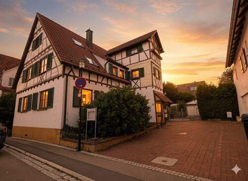 Hausansicht Dämmerung - Attraktives Zweifamilienhaus in Altdorf - langfristig an die Gemeinde vermietet