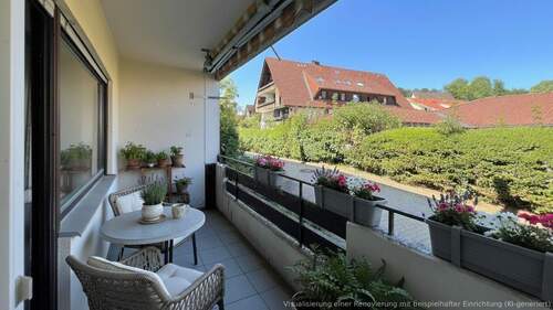 Gestalten Sie Ihren Balkon mit schönem Möbiliar zu einem gemütlichen Ort zum Entspannen. - 