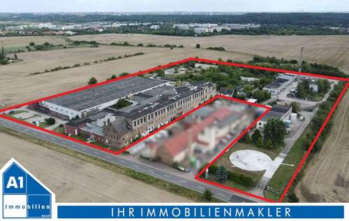 Luftbild Gesamtansicht - Attraktives Gewerbe- und Industrieareal mit historischem Charakter und Entwicklungspotenzial in Lettin