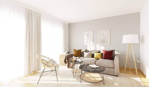 Das helle und geräumige Wohnzimmer bringt Ihre Fam - Stadthaus mit Keller und Terrasse