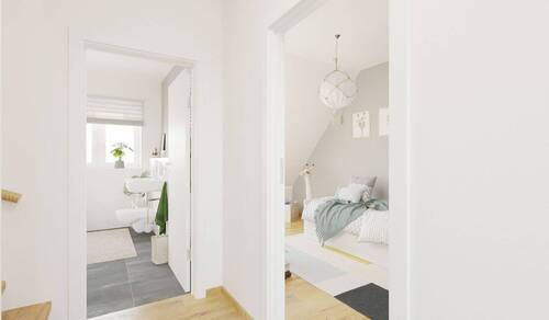 Visualisierung des Flurs im Obergeschoss - Reihenmittelhaus mit 113,10 m² in Wülfrath zum Kaufen