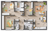 Grundriss-Bungalow-100-Erdgeschoss-4-Zimmer-Variante-Gaeste-WC - 
